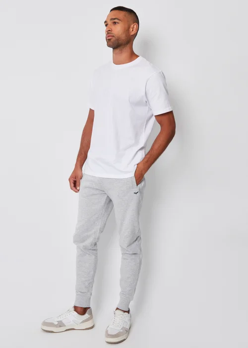 Threadbare Light Grey Cotton Blend Trifoliate Joggers - Small Image 4