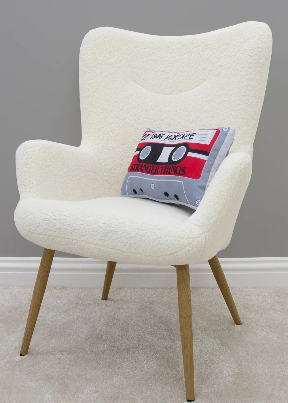 Stranger Things Grey Cassette Shaped Cushion - One Size Image 1