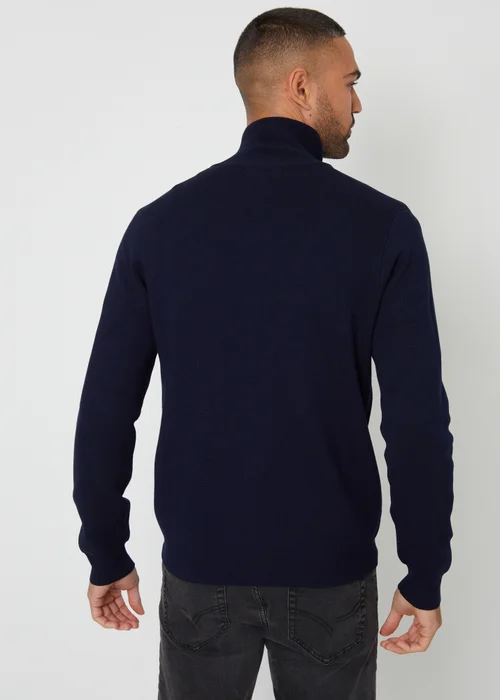Threadbare Navy Zip-Through Funnel Neck Knitted Cardigan - XXL Image 2