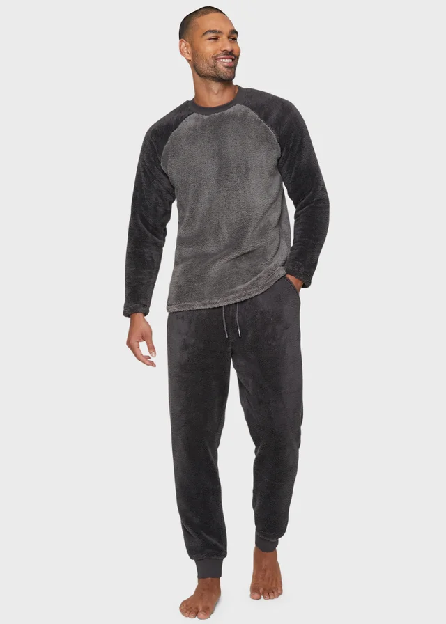 Threadbare Charcoal Borg Loungewear Set