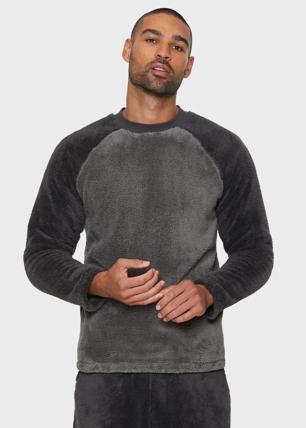 Threadbare Charcoal Borg Loungewear Set - Small Image 3