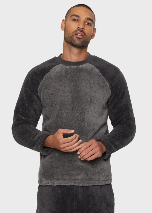 Threadbare Charcoal Borg Loungewear Set - Large Image 3