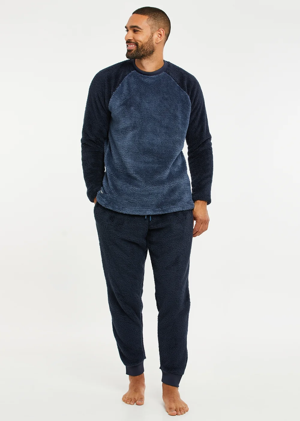 Threadbare Navy Borg Loungewear Set - Extra Large Image 1