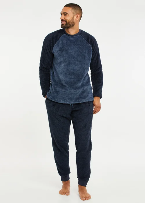 Threadbare Navy Borg Loungewear Set - Extra Large Image 1