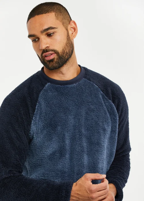 Threadbare Navy Borg Loungewear Set - Extra Large Image 4