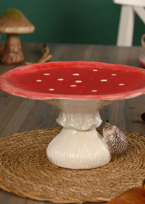 Country Living Red Toadstool & Hedgehog Cake Stand - One Size Image 1