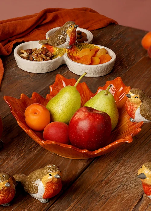Country Living Orange Robin On A Leaf Serving Bowl - One Size Image 6