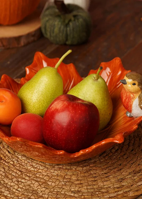 Country Living Orange Robin On A Leaf Serving Bowl - One Size Image 5
