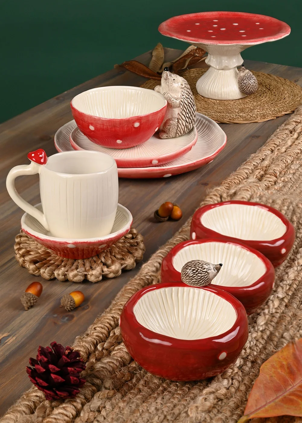 Country Living White Toadstool Mug & Saucer - One Size Image 6