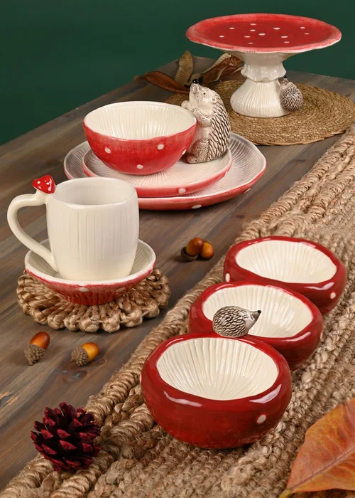 Country Living White Toadstool Mug & Saucer - One Size Image 6