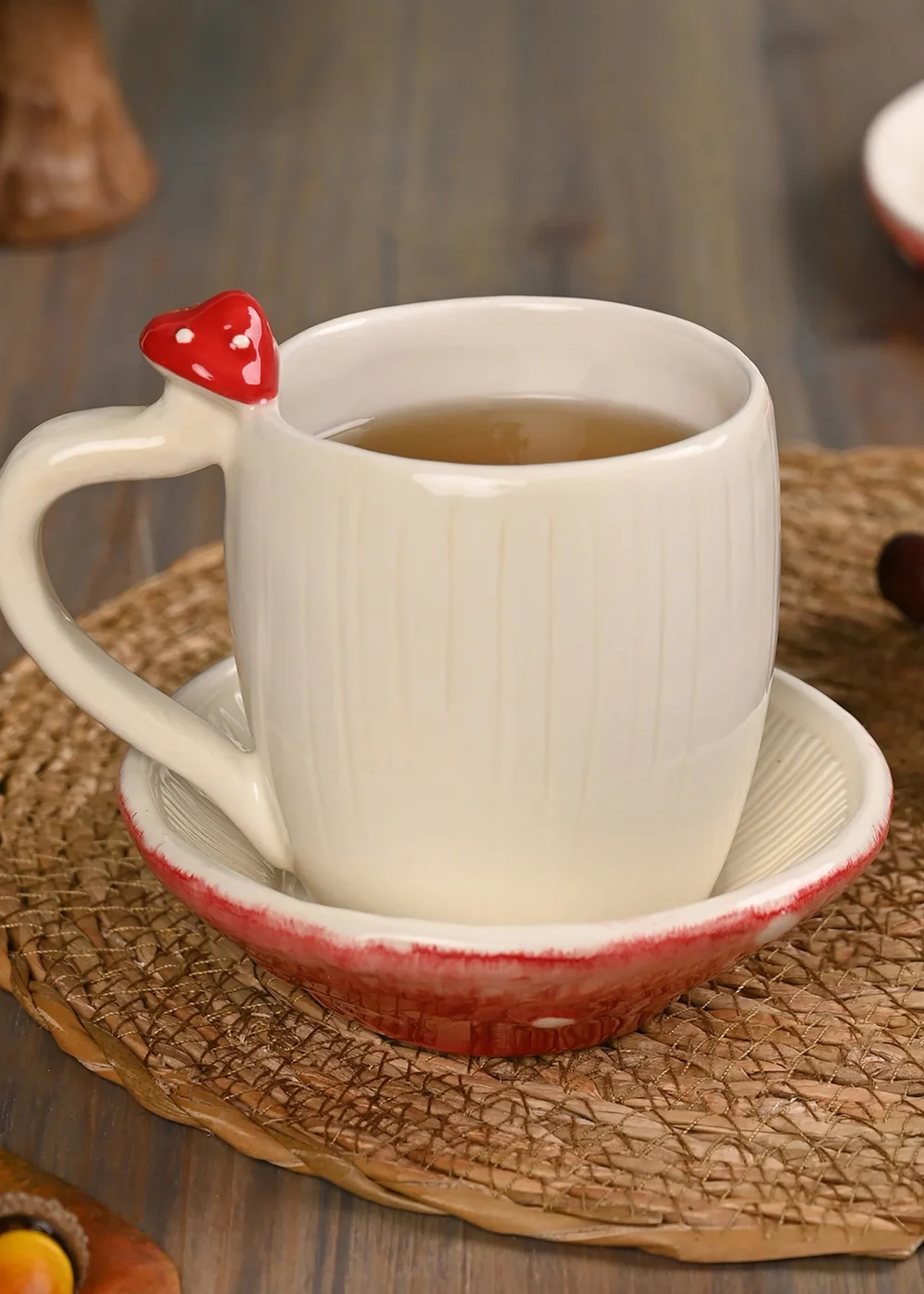 Country Living White Toadstool Mug & Saucer - One Size Image 1