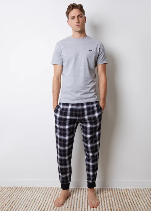 Threadbare Grey Cotton Blend Short Sleeve Check Pyjama Set - XXL Image 3