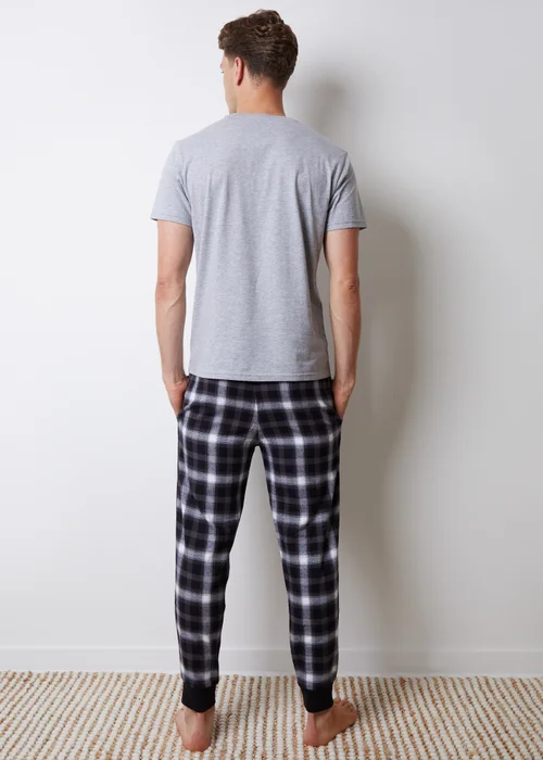 Threadbare Grey Cotton Blend Short Sleeve Check Pyjama Set - XXL Image 2