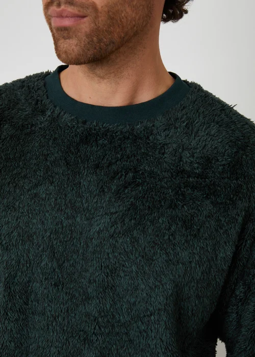 Threadbare Dark Green Two Tone Borg Loungewear Set - Small Image 4