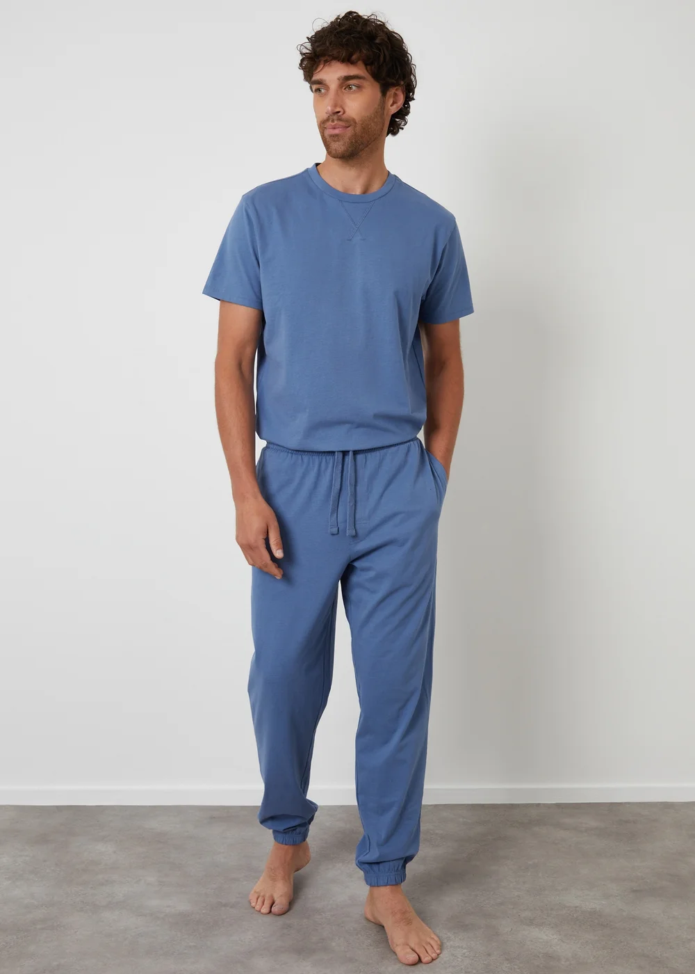 Threadbare Blue Peached Cotton Short Sleeve Pyjama Set - Extra Large Image 1