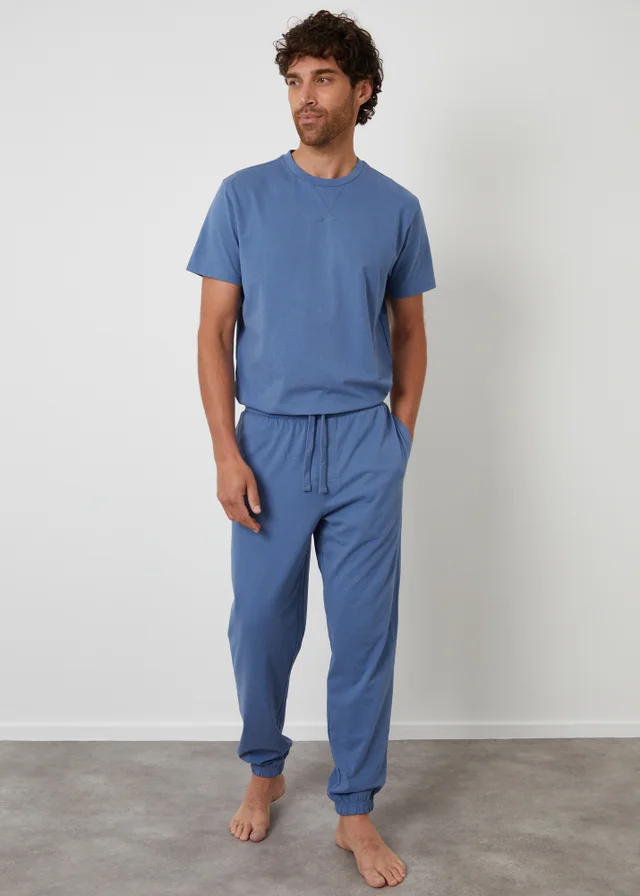 Threadbare Blue Peached Cotton Short Sleeve Pyjama Set