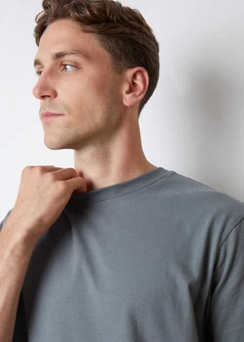 Threadbare Blue Relaxed Fit Peached Cotton Shortie Lounge Set - Small Image 4