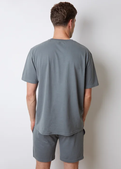 Threadbare Blue Relaxed Fit Peached Cotton Shortie Lounge Set - Small Image 2