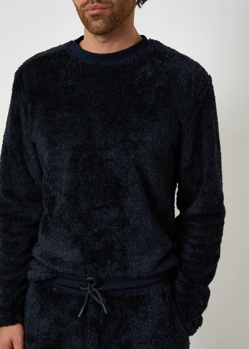 Threadbare Navy Two Tone Borg Loungewear Set - XXL Image 4