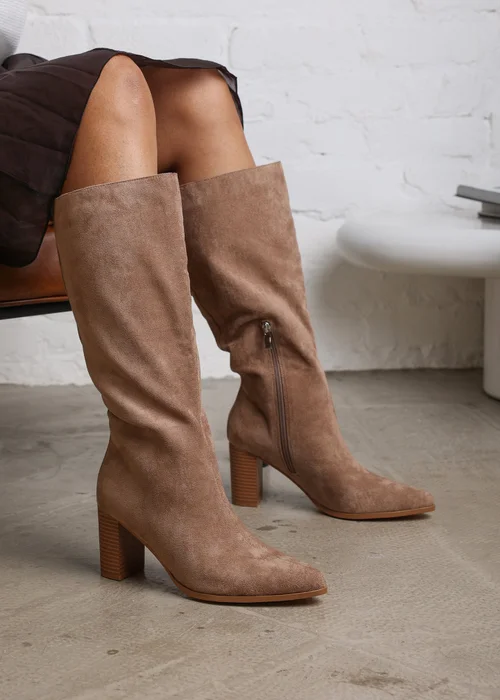Where's That From Elder Camel Faux Suede Block Heel Boots - 3 Image 2
