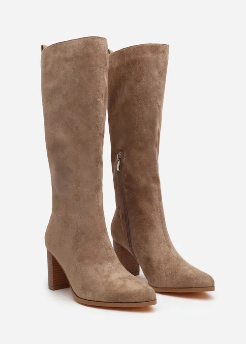 Where's That From Elder Camel Suede Block Heel Boots - Size 3 Image 3