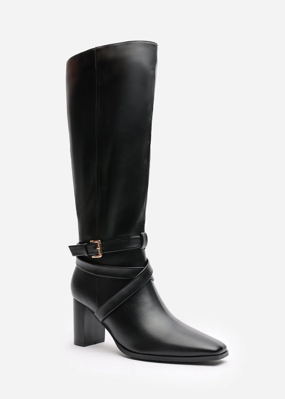 Where's That From Yvette Black PU Knee High Boots - 3 Image 3