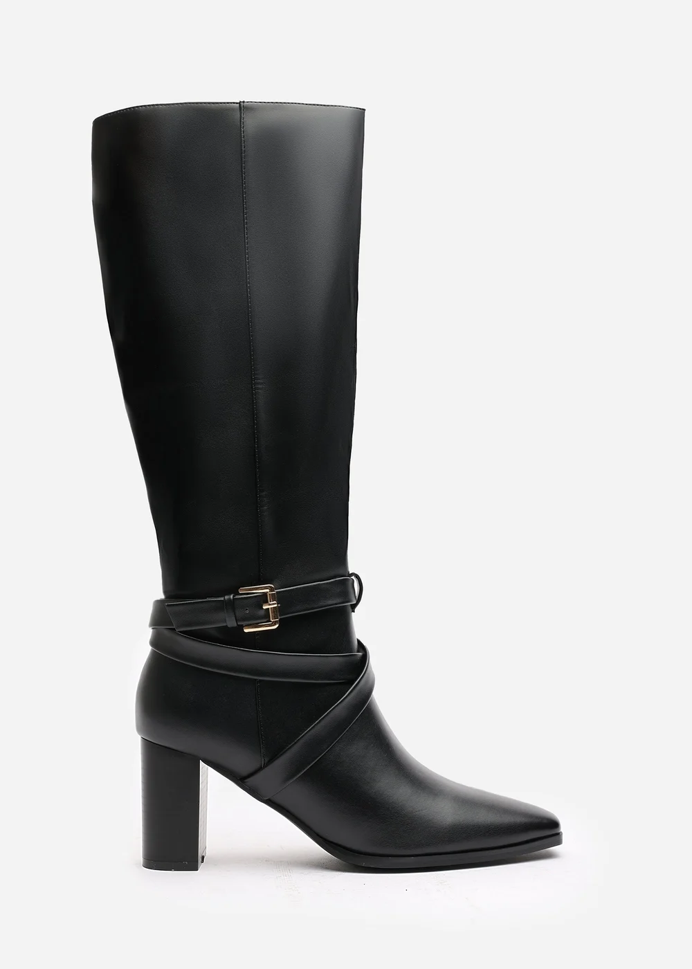 Where's That From Yvette Black PU Knee High Boots - Size 3 Image 2