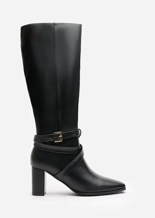 Where's That From Yvette Black PU Knee High Boots - Size 3 Image 2