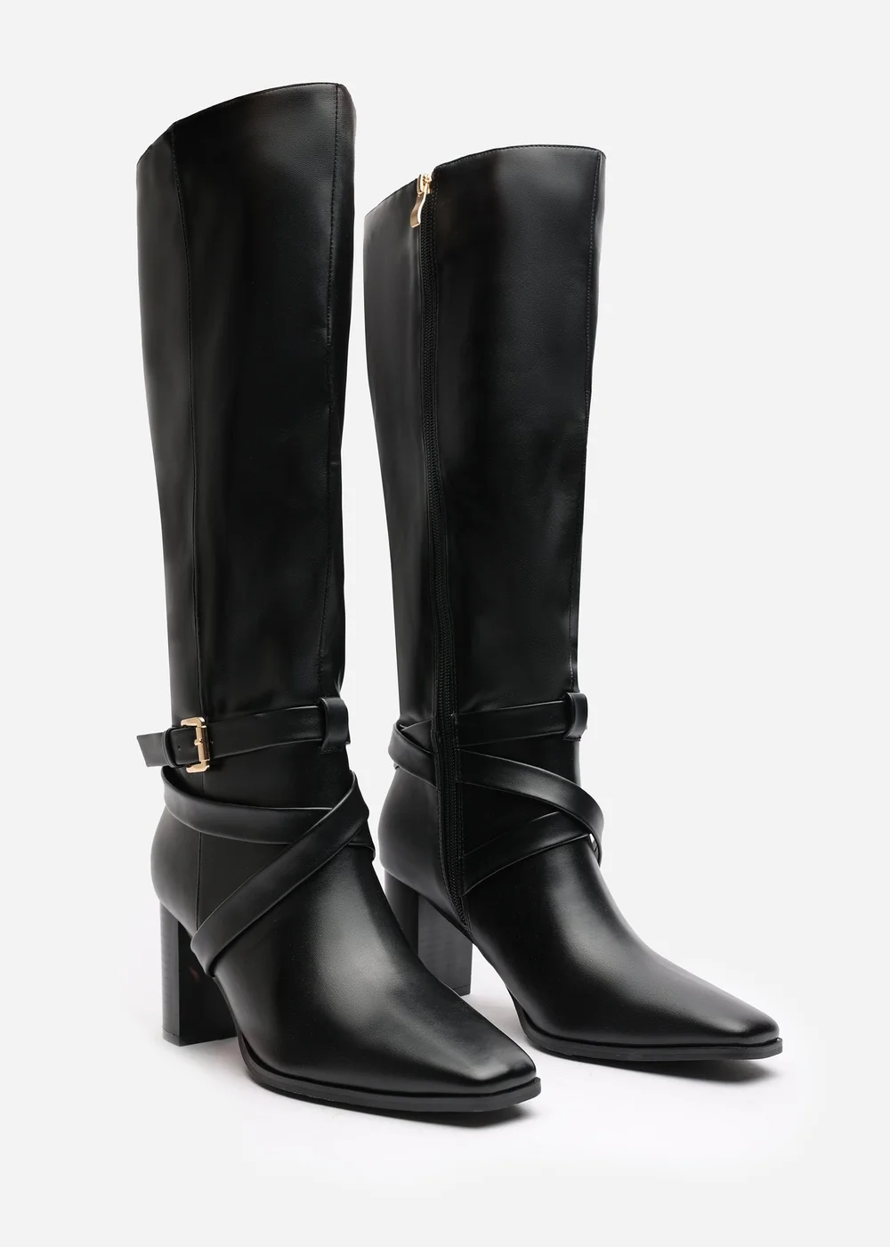 Where's That From Yvette Black PU Knee High Boots - 3 Image 4