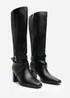 Where's That From Yvette Black PU Knee High Boots - Size 3 Image 4