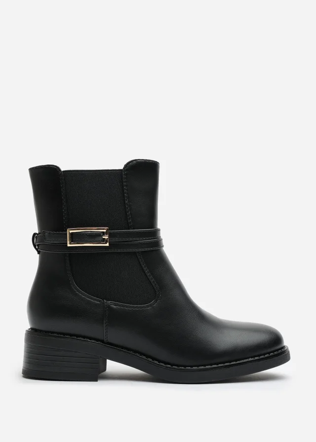Where's That From Quilla Black PU Ankle Boot
