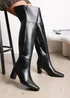 Where's That From Xenia Black PU Over The Knee Boots - Size 7 Image 1