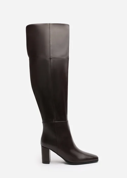 Where's That From Xenia Brown PU Over The Knee Boots - Size 4 Image 2
