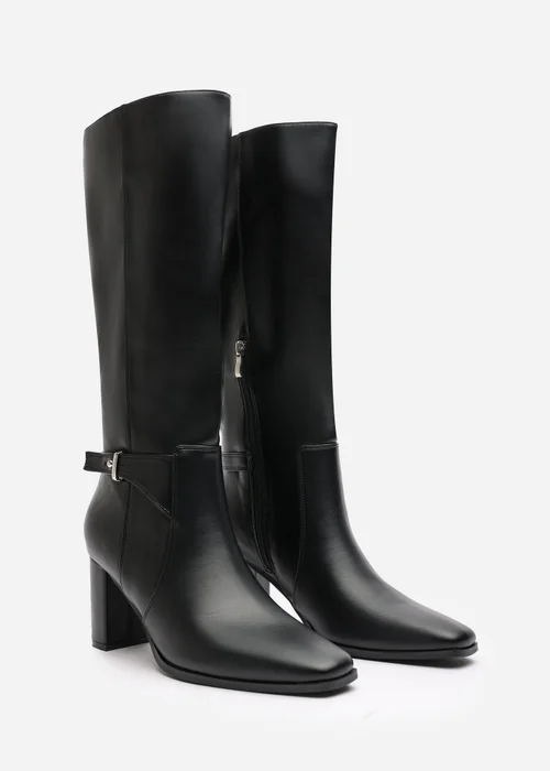 Where's That From Tamsin Black PU Knee High Boots - Size 6 Image 4