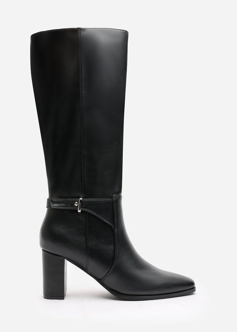 Where's That From Tamsin Black PU Knee High Boots - Size 6 Image 2
