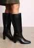 Where's That From Tamsin Black PU Knee High Boots - Size 6 Image 6