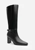 Where's That From Tamsin Black PU Knee High Boots - Size 6 Image 3
