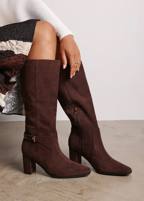 Where's That From Tamsin Brown PU Knee High Boots - Size 8 Image 1