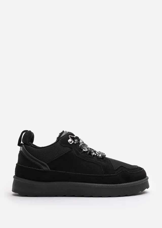 Where's That From Elara Black Suede Lace-Up Trainers