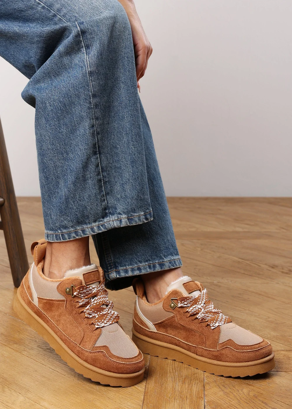 Where's That From Elara Chestnut Faux Suede Lace-Up Trainers - 5 Image 6