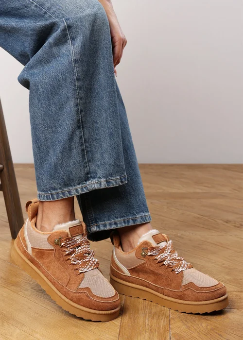 Where's That From Elara Chestnut Faux Suede Lace-Up Trainers - 5 Image 6