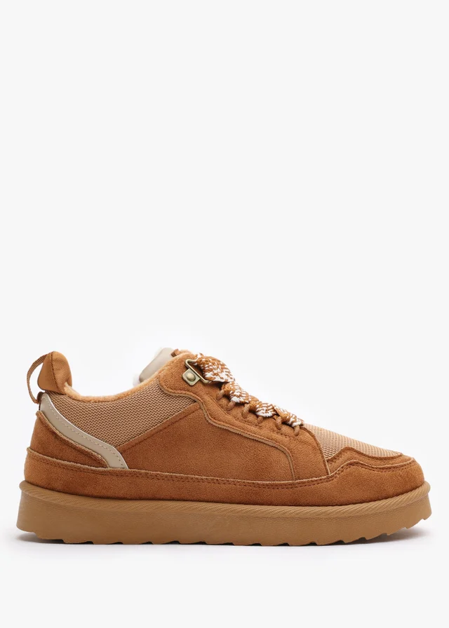 Where's That From Elara Chestnut Faux Suede Lace-Up Trainers