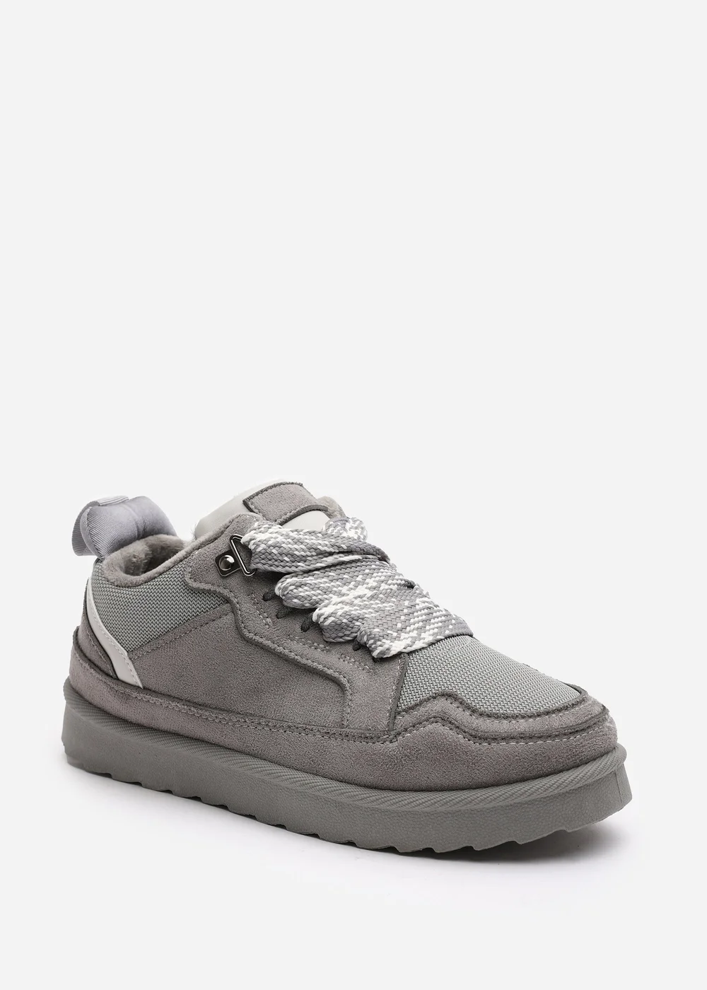 Where's That From Elara Grey Faux Suede Lace-Up Trainers - 3 Image 3