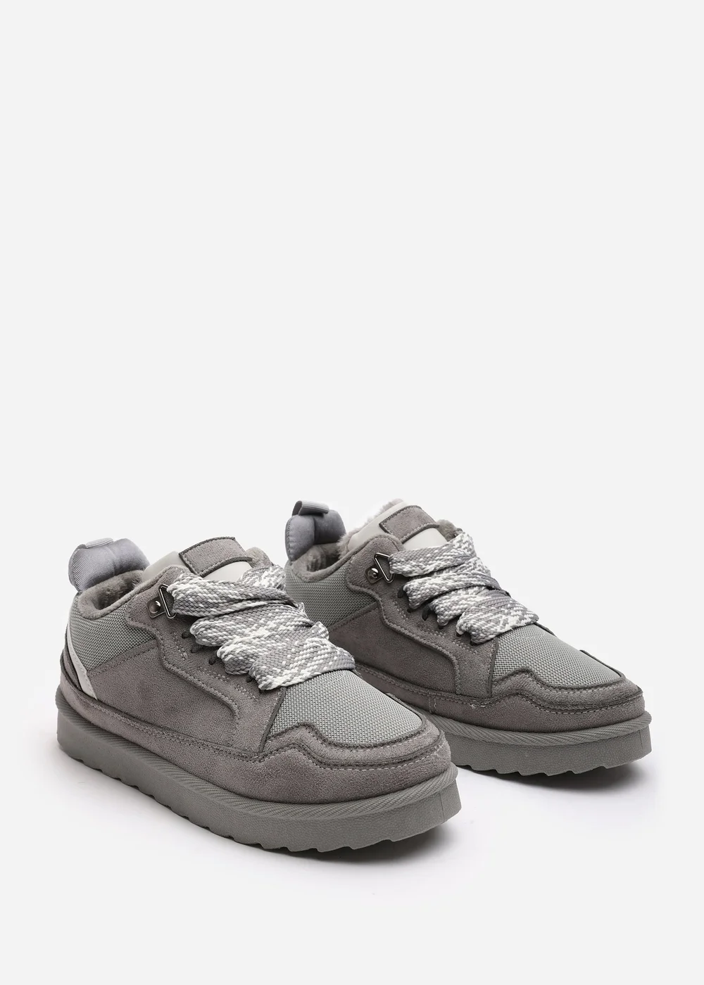 Where's That From Elara Grey Faux Suede Lace-Up Trainers - 3 Image 4