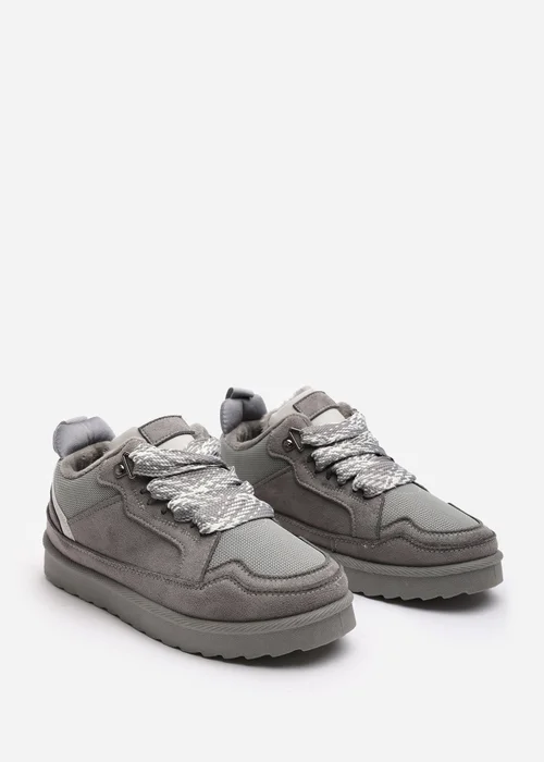 Where's That From Elara Grey Suede Lace-Up Trainers - Size 3 Image 4