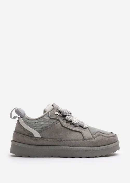 Where's That From Elara Grey Faux Suede Lace-Up Trainers - 3 Image 1