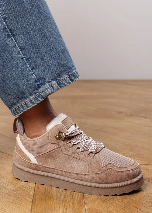 Where's That From Elara Camel Suede Lace-Up Trainers - Size 4 Image 1