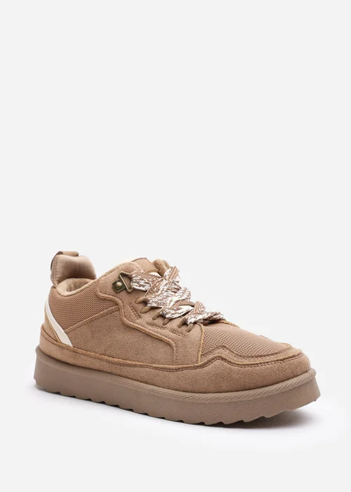 Where's That From Elara Camel Suede Lace-Up Trainers - Size 4 Image 3
