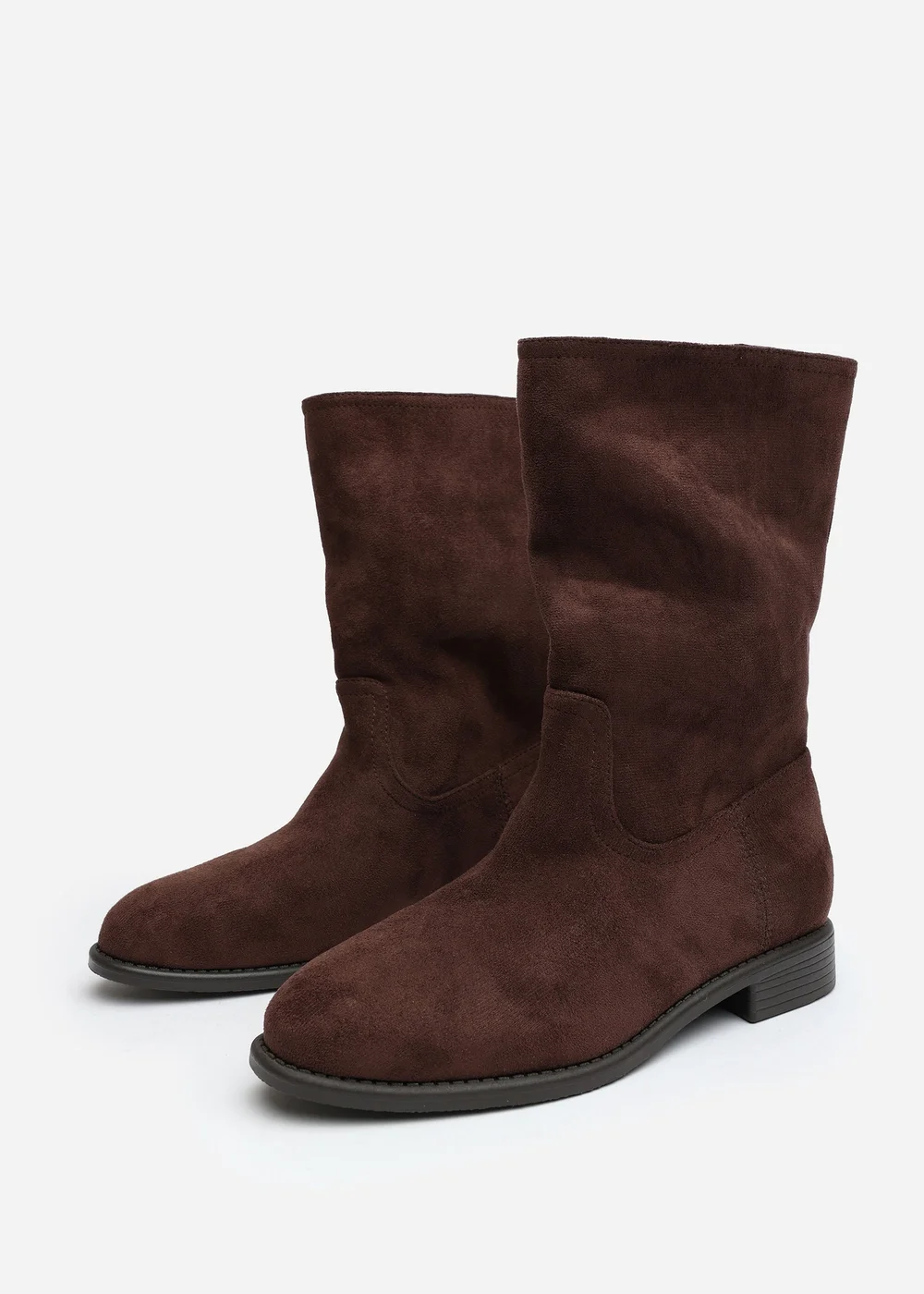 Where's That From Colette Dark Brown Faux Suede Mid Calf Boots - 4 Image 3