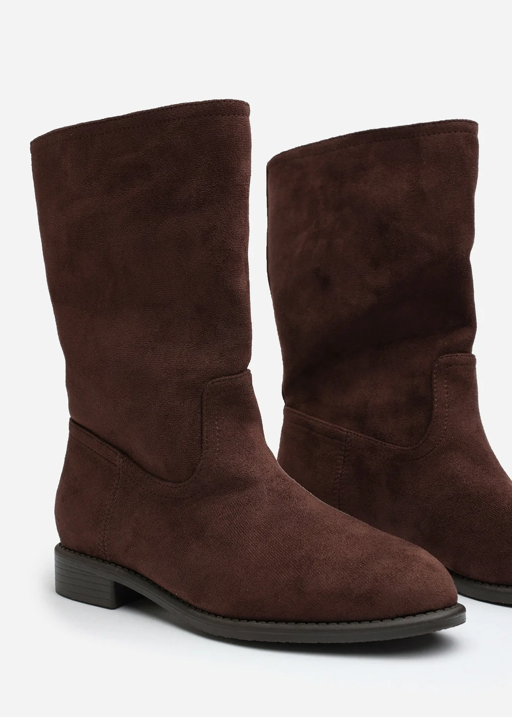 Where's That From Colette Dark Brown Faux Suede Mid Calf Boots - 4 Image 4